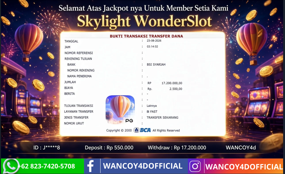 WANCOY4D Skylight Wonders PG SOFT RP.17.800.000 -LUNAS