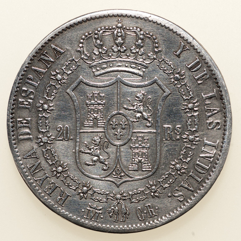 20 reales Isabel II Madrid 1836 (leyenda monárquica). PAS6200