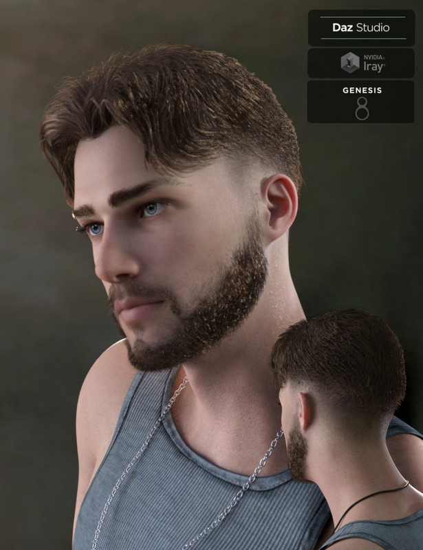 Nathan Fade Haircut and Beard for Genesis 8 Male(s)