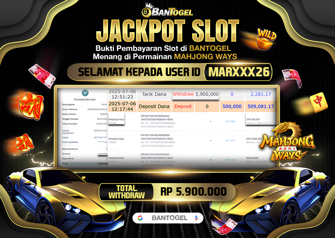 BUKTI JACKPOT LUNAS BANTOGEL