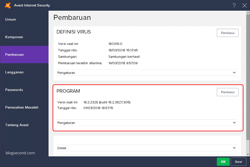 Memperbarui Versi Program Avast