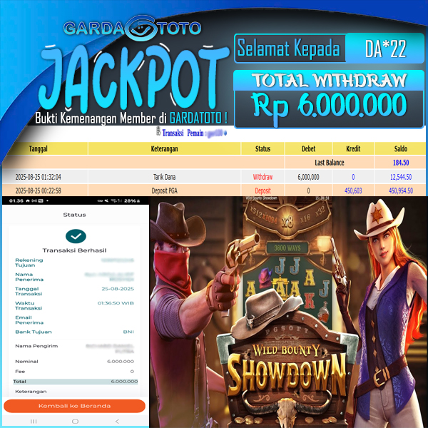 JACKPOT DI PERMAINAN  SLOT PG SOFT WILD BOUNTY SHOWDOWN WD Rp 6.000.000,- DIBAYAR LUNAS GARDATOTO MANTAP !