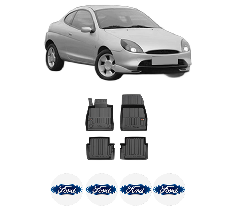 Set covorase presuri FORD PUMA 2 din 2012-2019, auto, din cauciuc thermoplastic, 4 Stickere auto cu FORD