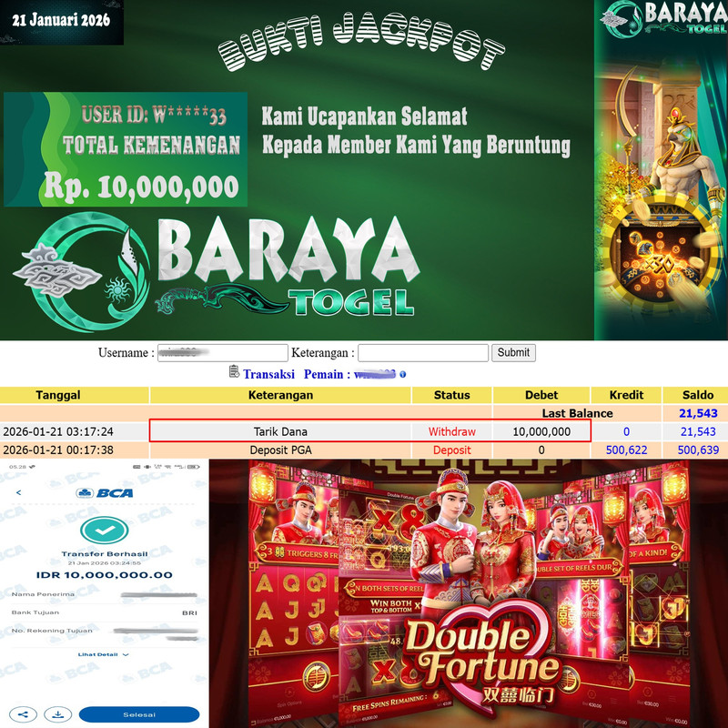 Rp. 10.000.000.- WD LUNAS DI BARAYATOGEL