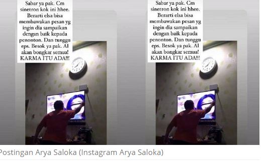 Viral bapak-bapak emosi nonton Ikatan Cinta (Instagram Arya Saloka)
