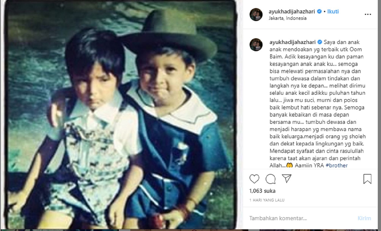 Unggahan Instagram Ayu Azhari