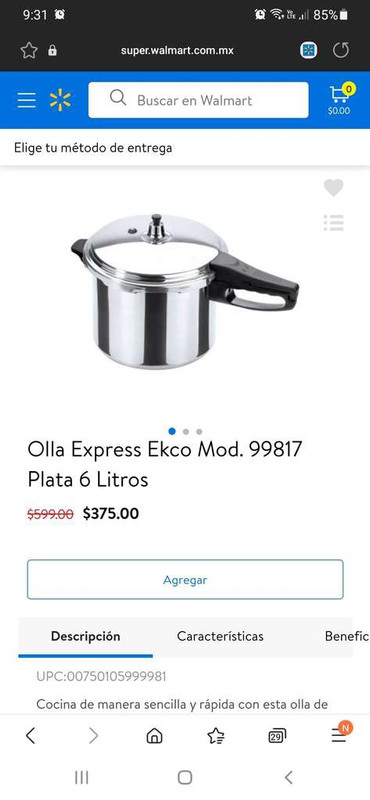 Walmart: Olla express Ekco 6 litros $375 