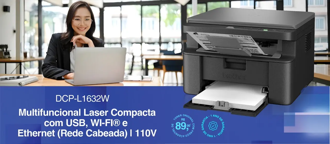 Visão frontal da Multifuncional Brother DCP-L1632W