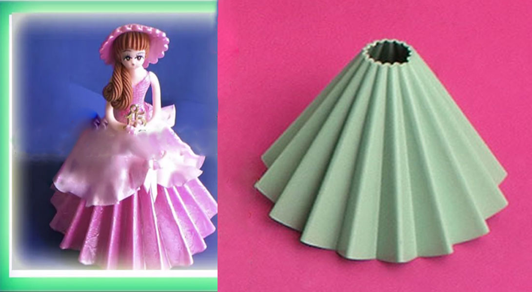 Molde plástico faldón secador de vestidos de muñeca para pastillaje