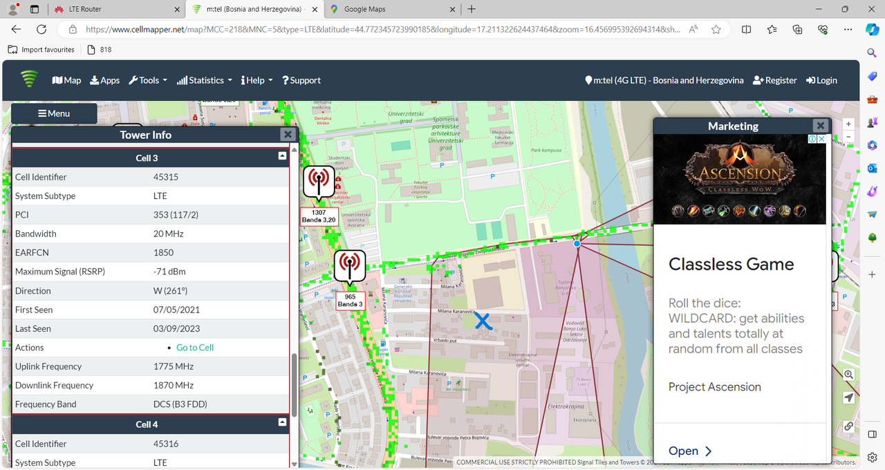 m_tel (Bosnia and Herzegovina) - Cellular Coverage and Tower Map and 2 more pages - Profile 1 - Micr