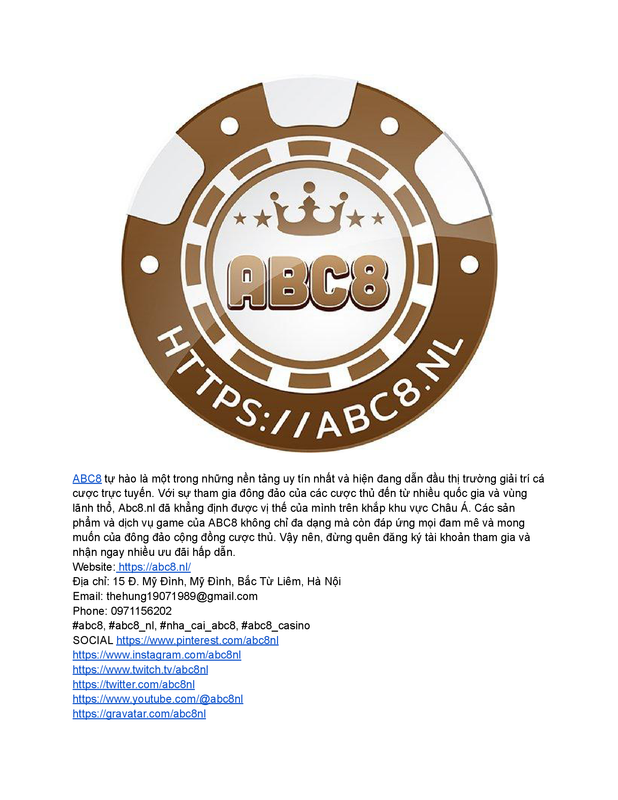 ABC8 🏅 Trang chủ chính thức nhà cái hàng đầu Châu Á
