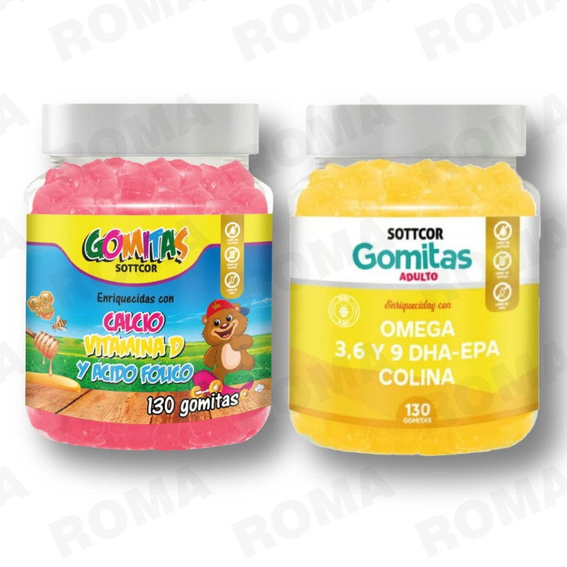 PACK 2 GOMITAS CALCIO NIÑOS + OMEGA 3 ADULTO SOTTCORLABS