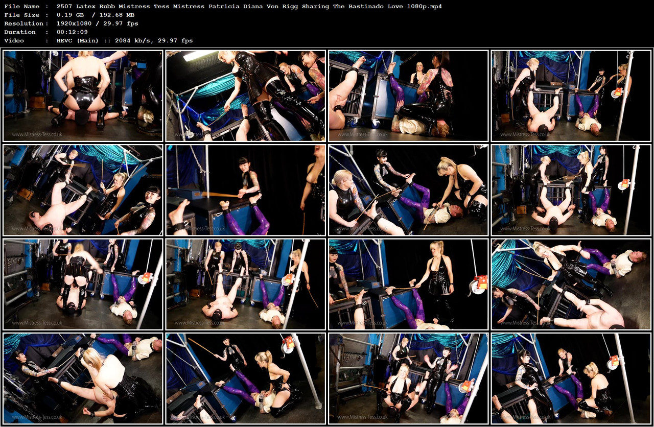 2507 Latex Rubb Mistress Tess Mistress Patricia Diana Von Rigg Sharing The Bastinado Love 1080p mp4
