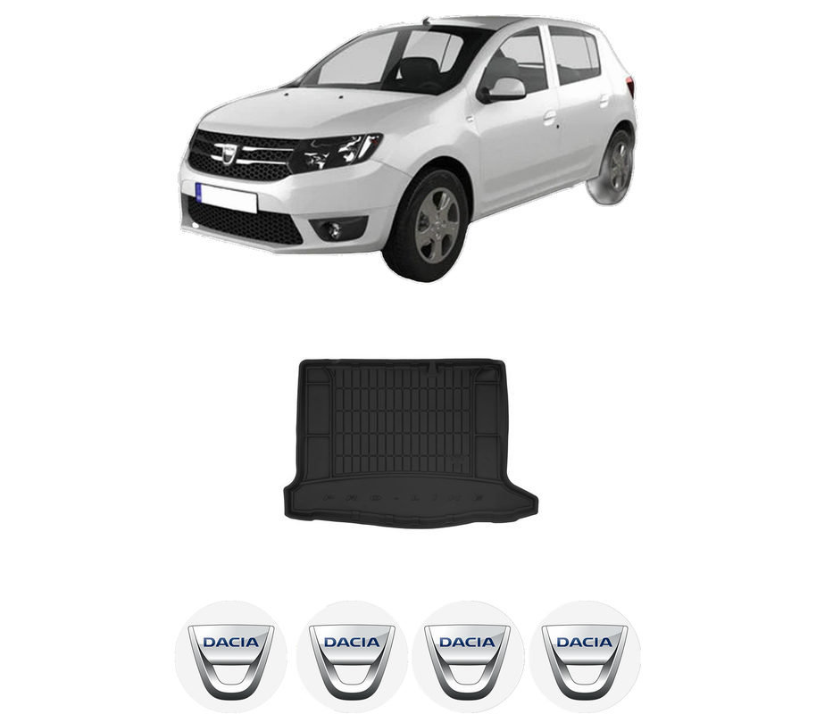Tavita Portbagaj DACIA SANDERO II din 2012-2020, Protectie Portbagaj Auto, 4x Stickere auto cu DACIA