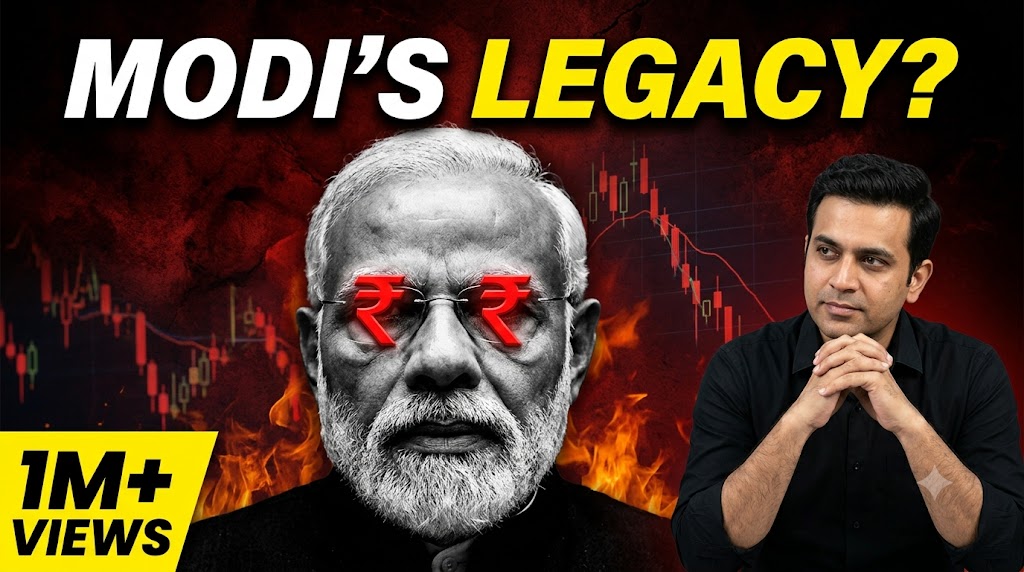 AI-generated example result for the youtube-thumbnail prompt: News & Documentary – "FIRST WORD: e.g., MODI'S / SECOND WORD: e.g., LEGACY?" | News And Documentary Youtube Thumbnail... AI YouTube Thumbnail Prompt