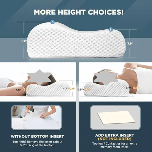 Memory Foam Cervical Pillow for Sleeping - Orthopedic Contoured Neck Pillow for Neck and Shoulder Pain (Standard - 21 x 13 Inch, White Bamboo Cover, Pack of 1) Color 1 (R804)