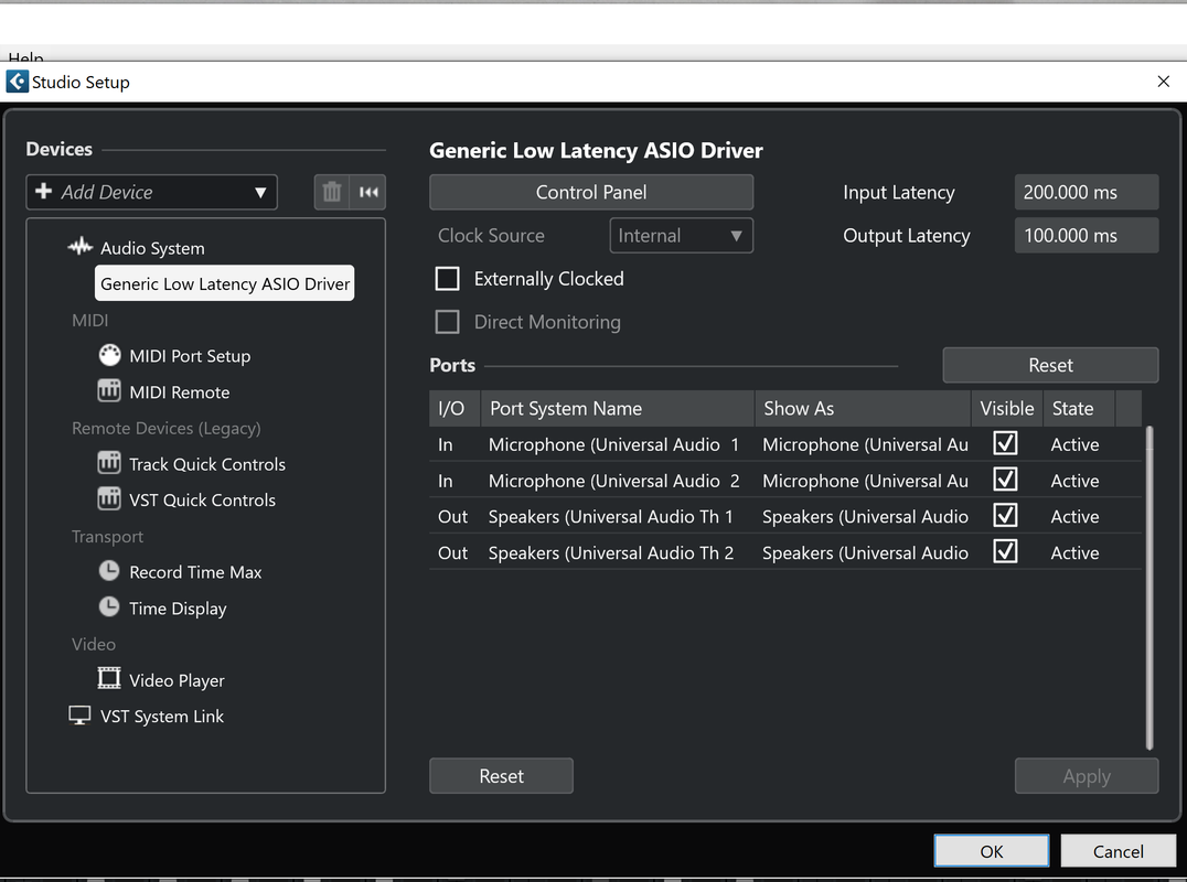 Generic ASIO in Cubase