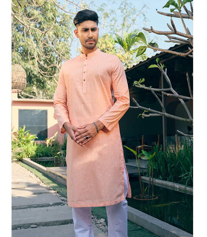 Men’s Exclusive Light Orange Color Panjabi EID