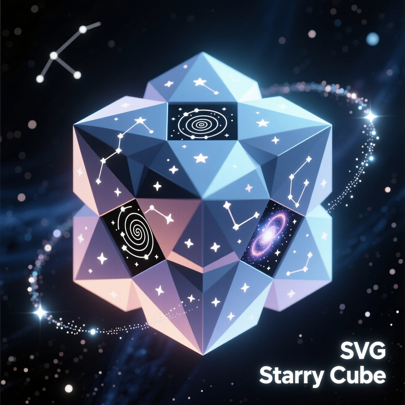 SVG Starry Cube 3D animation