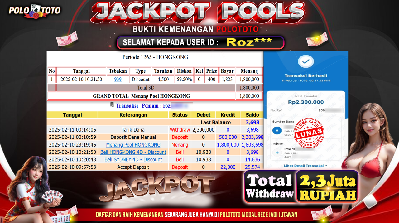 POLOTOTO JACKPOT TOGEL PASARAN HONGKONG Rp.2.300.000,-