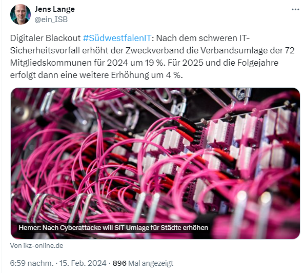 IT-Vorfall bei Südwestfalen IT wird teuer