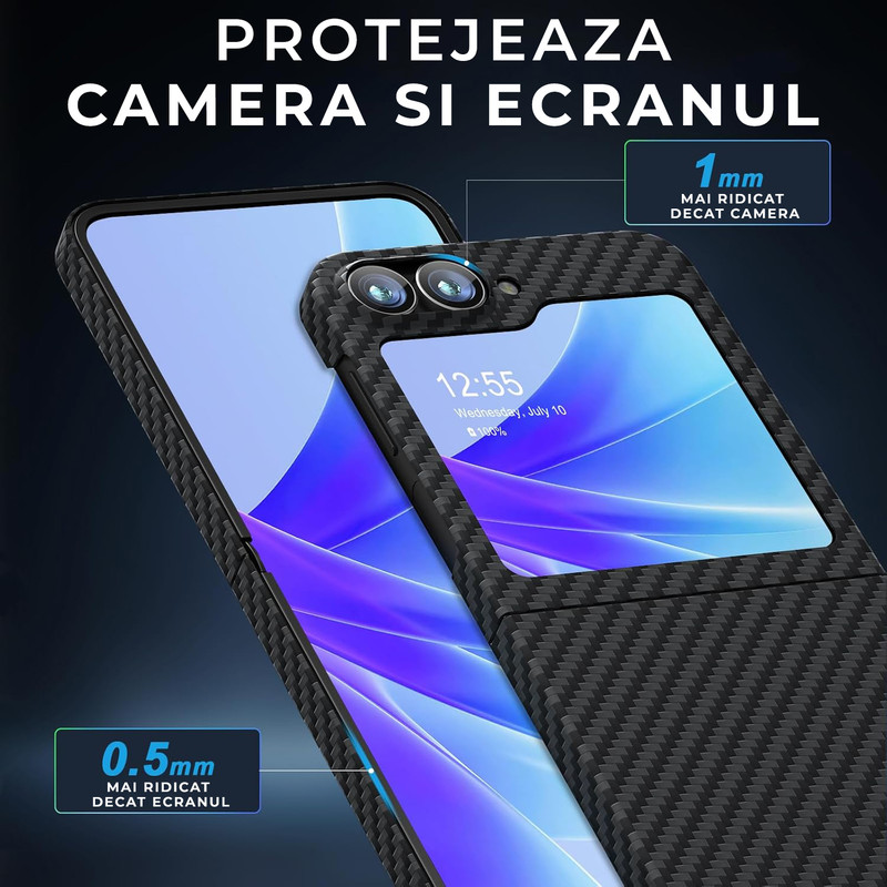 Husa pentru Samsung Z Flip 6 din fibra de aramida/kevlar Daden® , Protectie Importriva socurilor, Protectie Camera, Negru 71env VZYh JL AC SL1500
