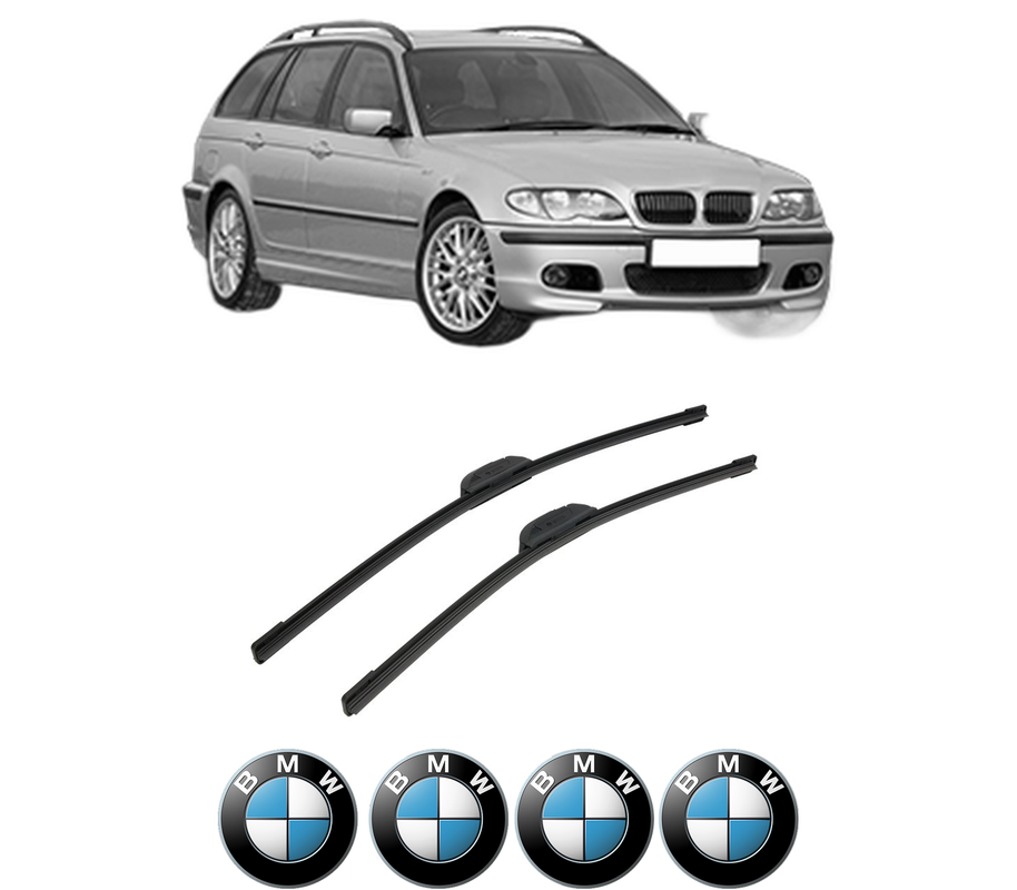 Set stergatoare auto BMW Seria 3 Touring (E46) din 1999-2005, pentru parbriz auto, 2 bucati, Bosch Aerotwin Retrofit, din cauciuc siliconat rezistent, 4 Stickere Auto BMW Seria