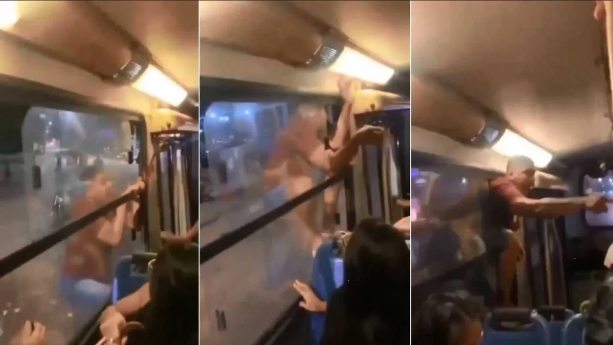 Hombre salta a un camión en movimiento para reclamarle a su novia infiel (Video)