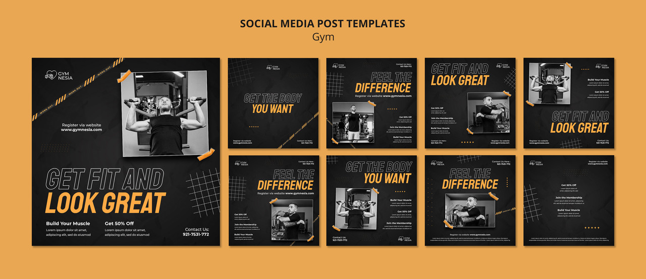 Gym and fitness instagram posts collection