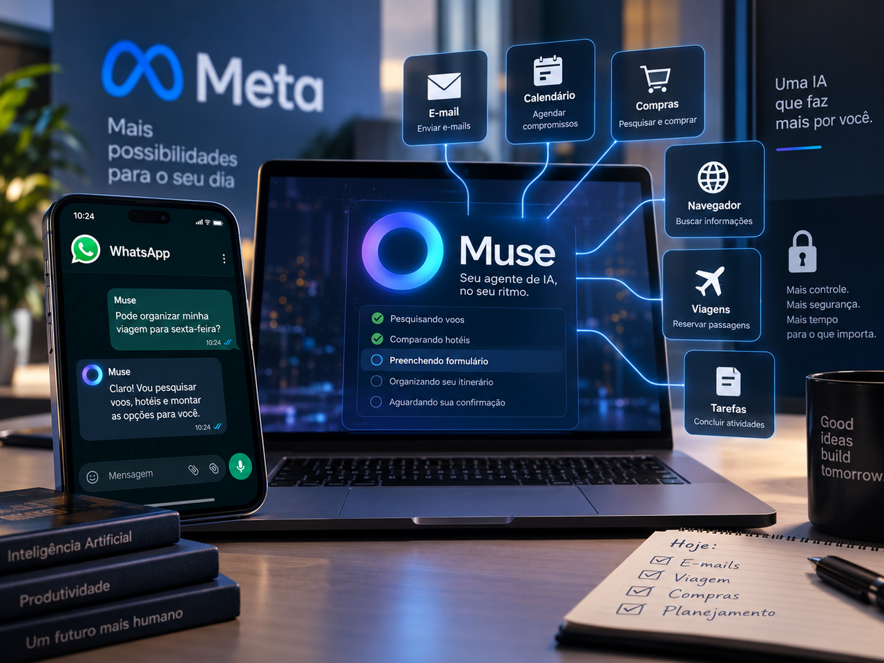 Meta lança Muse, agente de IA que envia e-mails, compra e negocia por você