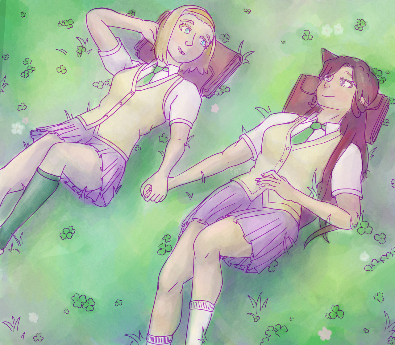 Laying in the grass (Yuri Olympics)