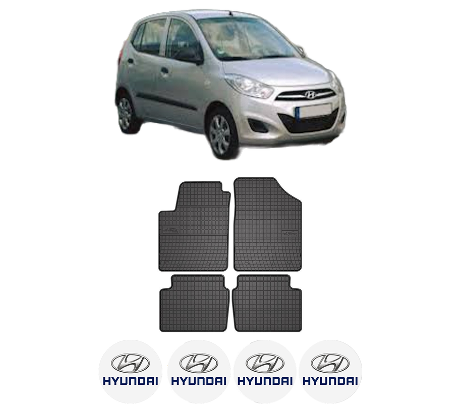 Set covorase presuri HYUNDAI i10 I (PA) din 2008-2013, auto, din cauciuc thermoplastic, 4 Stickere auto cu HYUNDAI