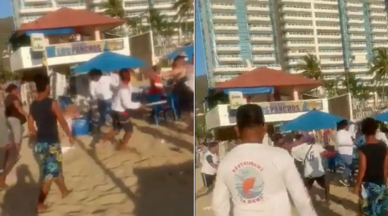 Pelea a sillazos entre turistas y comerciantes de Acapulco se hace viral: video