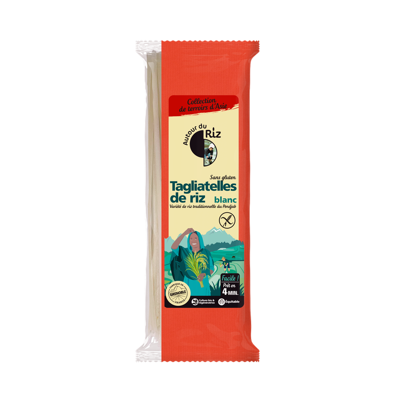 Tagliatelles de riz blanc 200g Fabriqu&eacute;es en France & Commerce &eacute;quitable, Autour du Riz, 200g