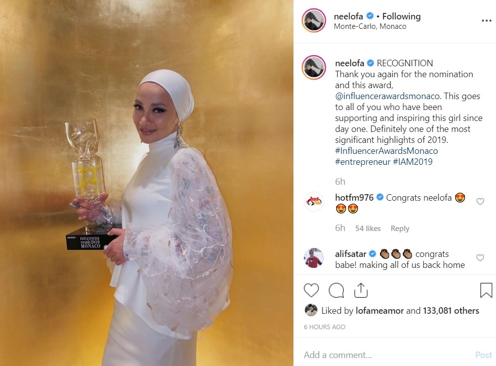Neelofa Anugerah Influencer Awards 2019 Monaco