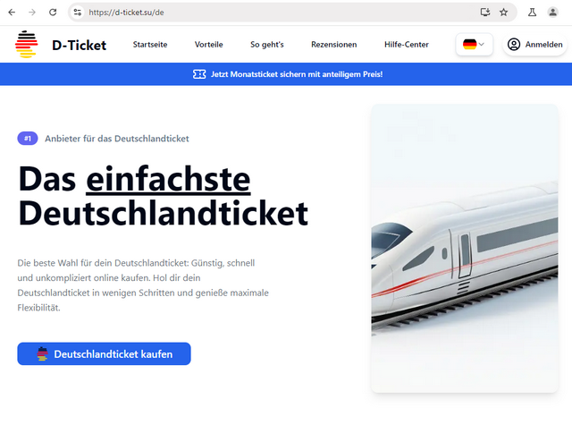 Betrugsseite Deutschland-Ticket