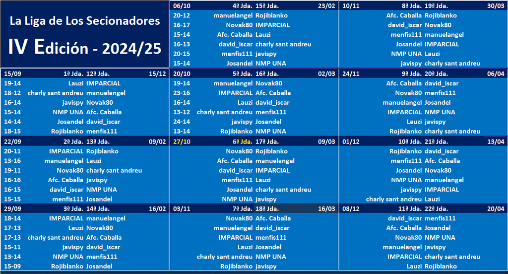 LA LIGA DE LOS SELECCIONADORES (4ª Edición) - Temporada 2024-25 - Página 31 Calendario-LIGA-Seleccionadores-2024-25