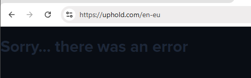 Fehlermeldung bei Uphold Webseite
