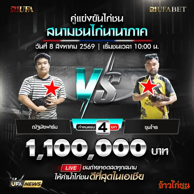 ณัฐนัยฟาร์ม พบ ขุนโจร สนามชนไก่นานาภาค 8 สิงหาคม 2569