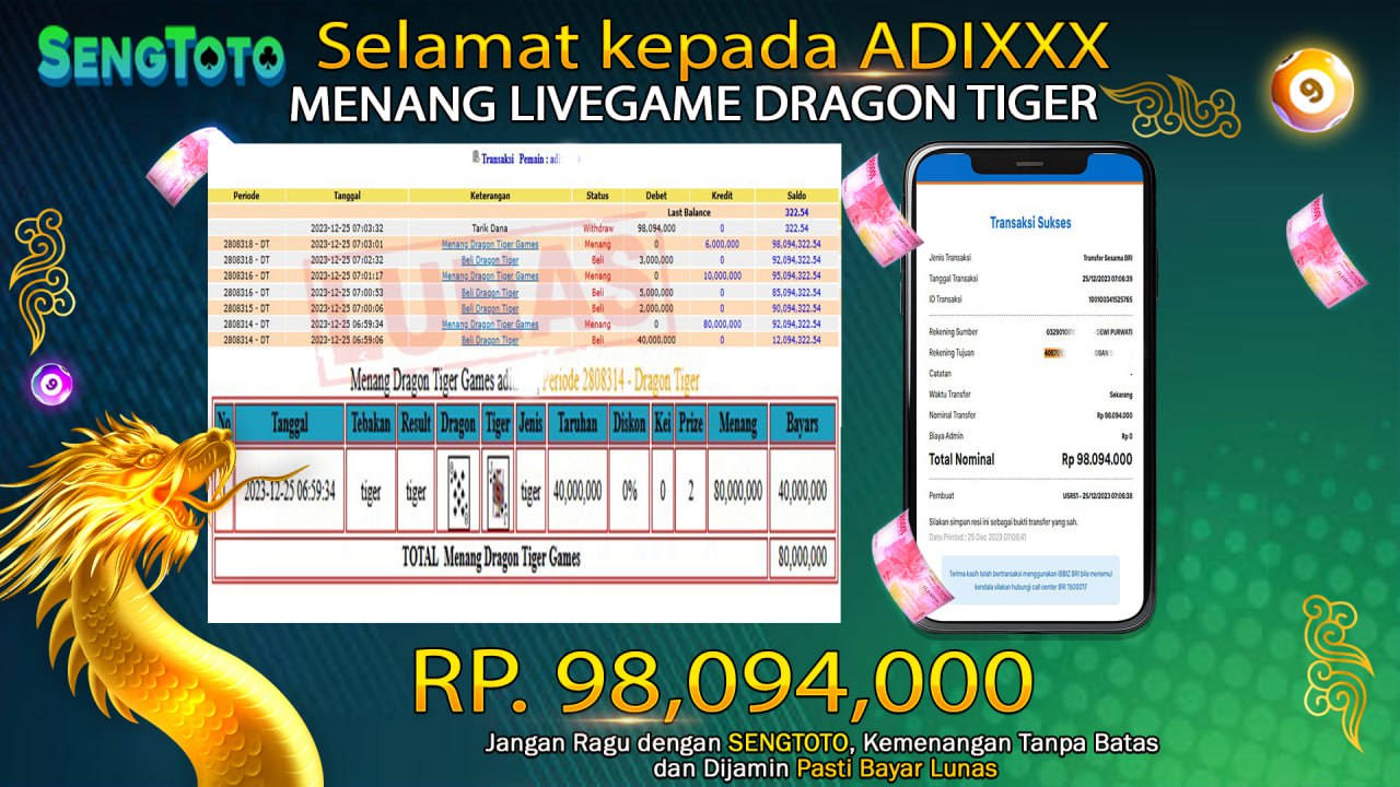 BUKTI PEMBAYARAN LIVE GAME DRAGON TIGER