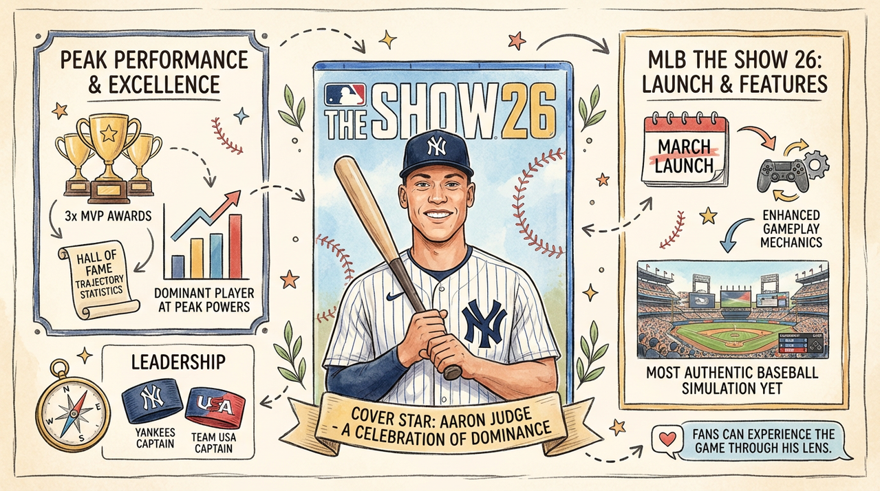Aaron Judge Makes History as MLB The Show 26 Cover Star - The Yankees Captain Returns 1 Baseball player at bat in stadium during game