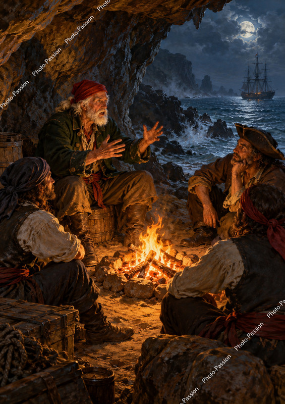 5428 Pirates Vieux marin racontant des legendes au feu