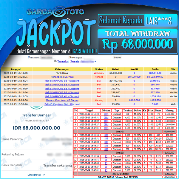 JACKPOT TOGEL DI PASARAN JEPANG WD Rp 68.000.000,- DIBAYAR LUNAS