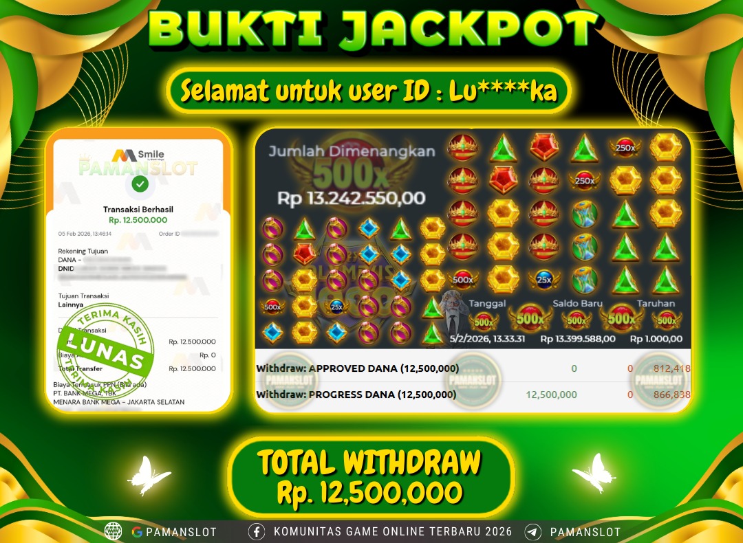 PAMANSLOT JACKPOT Game PP - Gates Of Olympus 1000 Rp.12,500,000- LUNAS