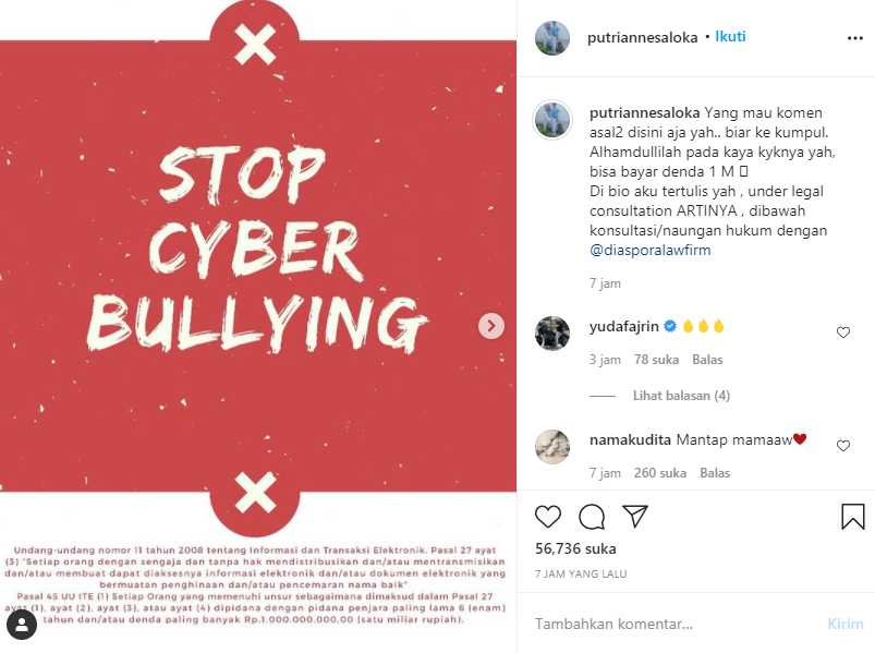Putri Anne siap polisikan netizen yang menghujatnya