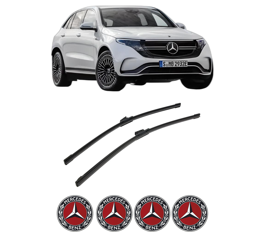 Set stergatoare auto MERCEDES-BENZ EQC (N293) din 2019-2023, pentru parbriz auto, 2 bucati, Bosch Aerotwin, din cauciuc siliconat rezistent, 4 Stickere Auto MERCEDES-BENZ