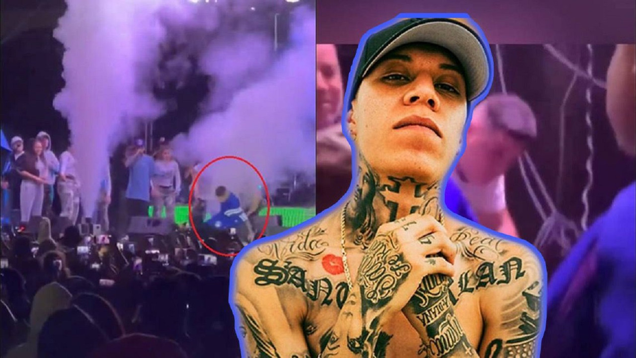 Santa Fe Klan se cae del escenario en pleno concierto ¿Estaba drogado?