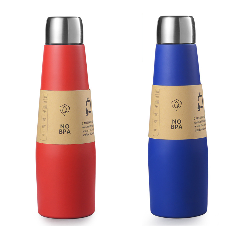 2-piece Red and Blue Premium 304 Stainless Steel Vacuum Insulated Water Bottle - 532ml Large Capacity Sports Flask with 12-24 Hour Thermal Retention, Leak-Proof Portable Travel Mug for Gym, Office, Car and Outdoor Activities