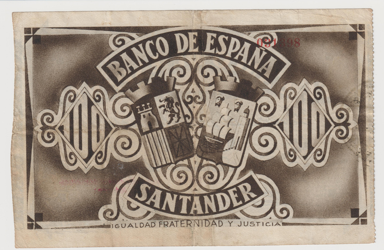 Santander - Serie Banco de España Santander, 1 de noviembre de 1936. Documento-escaneado93-18