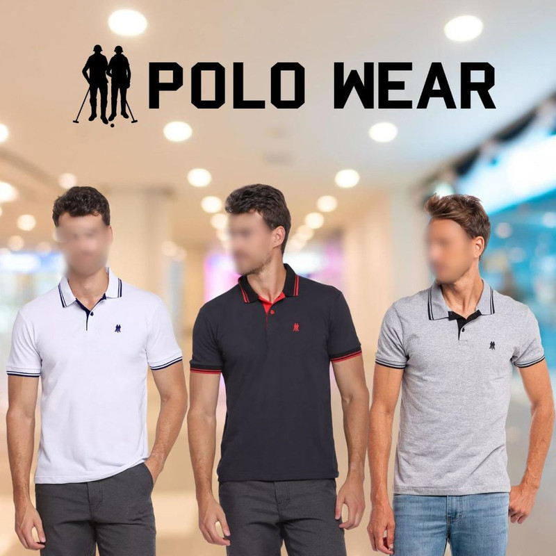 Polo Masculina Filete Duplo 100% Algodão Polo Wear